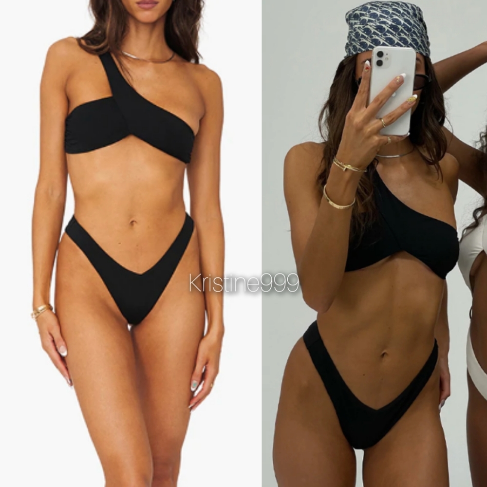 WeWoreWhat Asymmetrical Crossover Top Delilah Bottom Bikini Set NEW